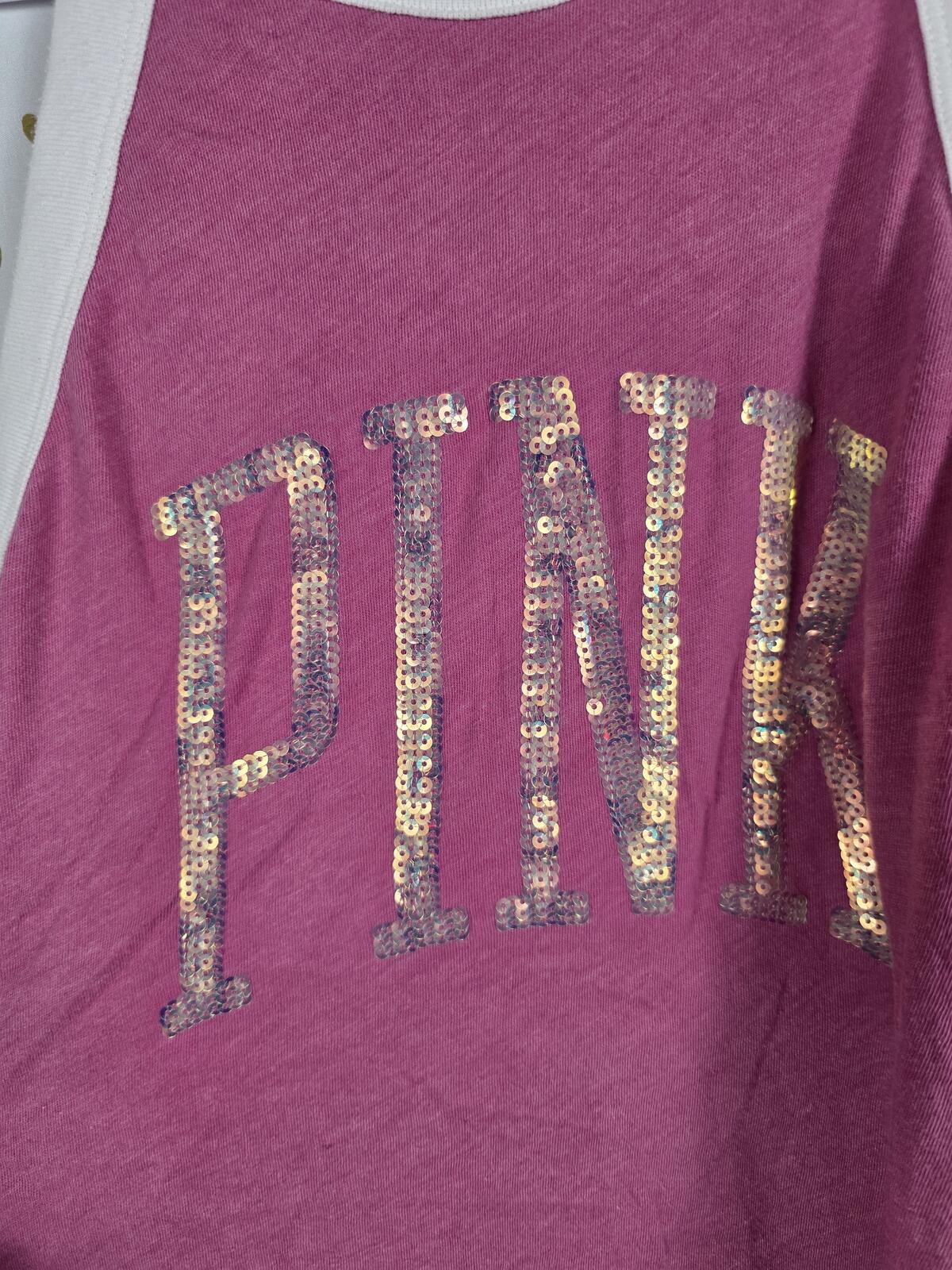 Victorias Secret PINK Bling Gold Sequined Tank Top Muscle Tee shirt Large