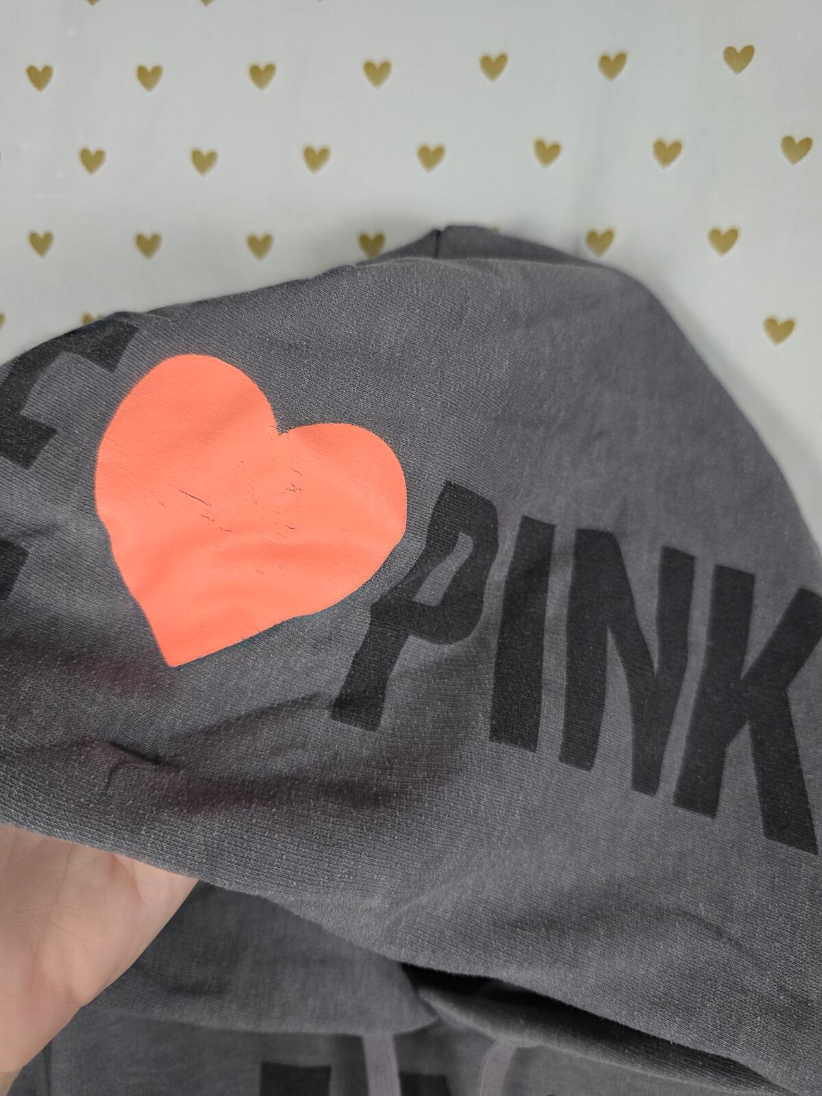 Victorias Secret Pink Heart Logo Hoodie Sweater Pullover Vintage y2k MEDIUM