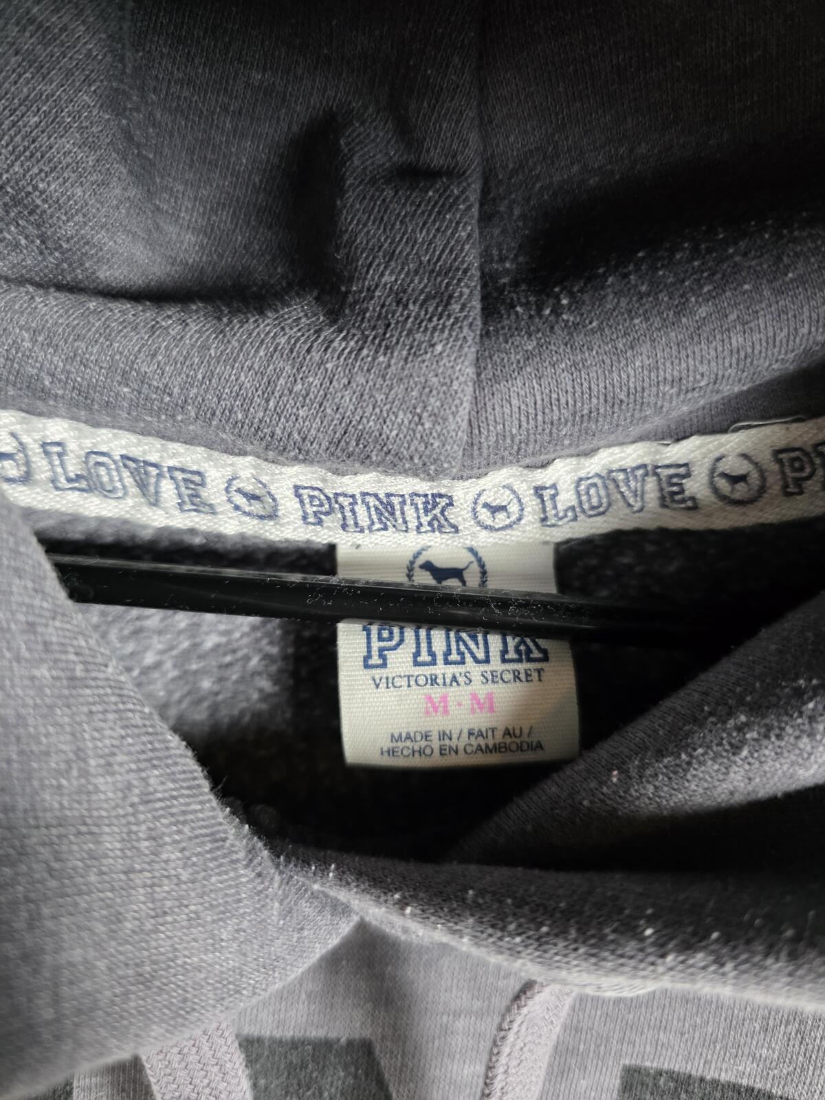 Victorias Secret Pink Heart Logo Hoodie Sweater Pullover Vintage y2k MEDIUM