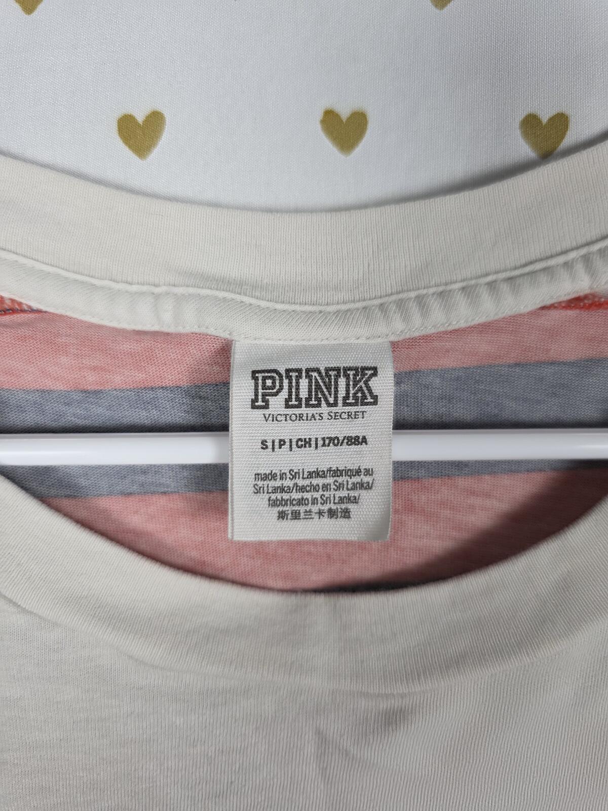 Victorias Secret PINK Striped BLING Sequined 86 Long Sleeve Tee shirt SMALL