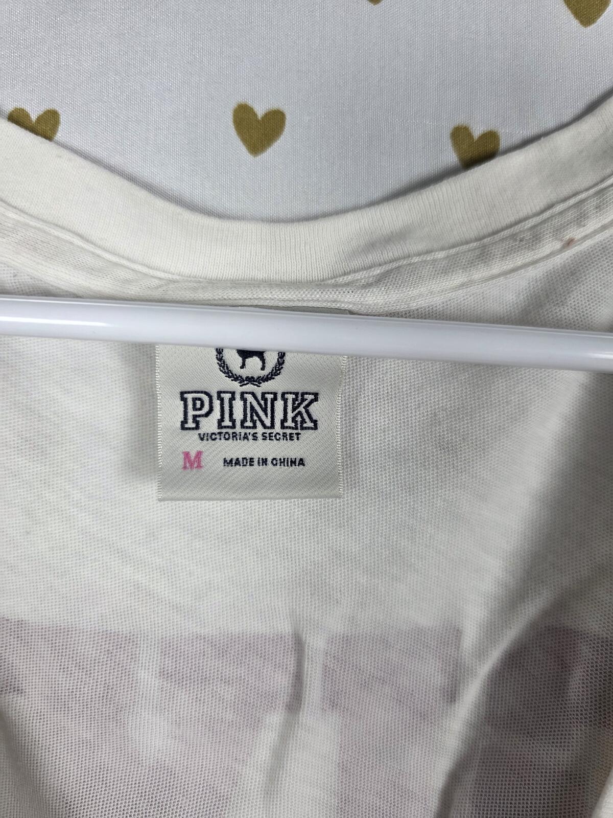 Victorias Secret PINK NATION Bling Vintage LOVE Tee shirt collectors V neck Med