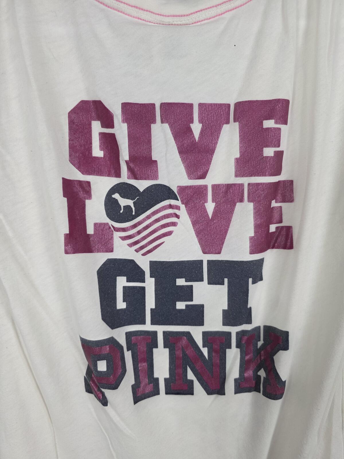 Victorias Secret PINK NATION Bling Vintage LOVE Tee shirt collectors V neck Med