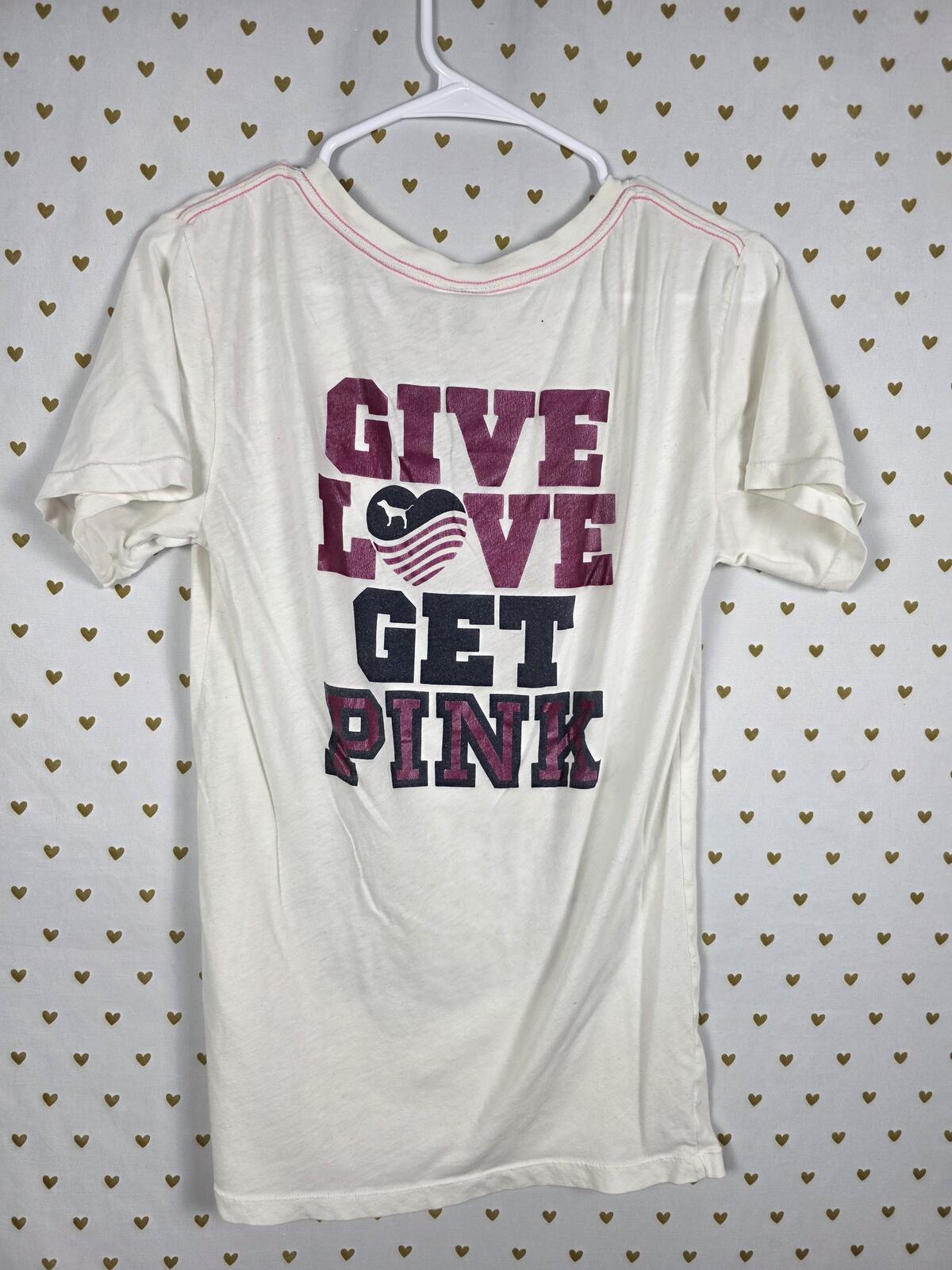 Victorias Secret PINK NATION Bling Vintage LOVE Tee shirt collectors V neck Med