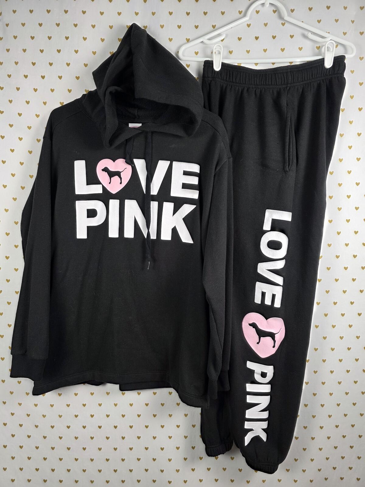 Victorias Secret Pink CAMPUS ORIGINALS Hoodie Sweater Sweats SET 2pc Small MED
