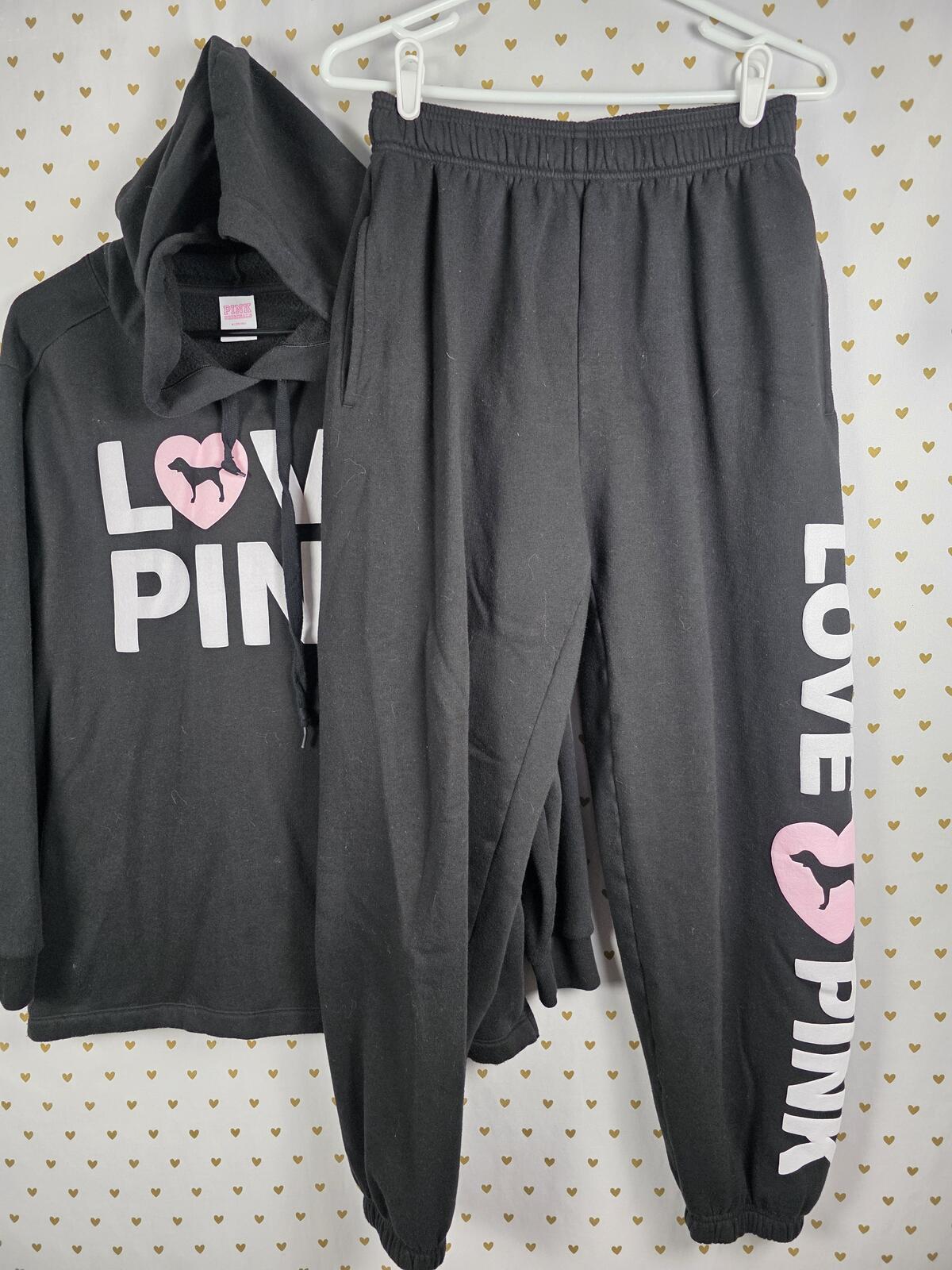 Victorias Secret Pink CAMPUS ORIGINALS Hoodie Sweater Sweats SET 2pc Small MED