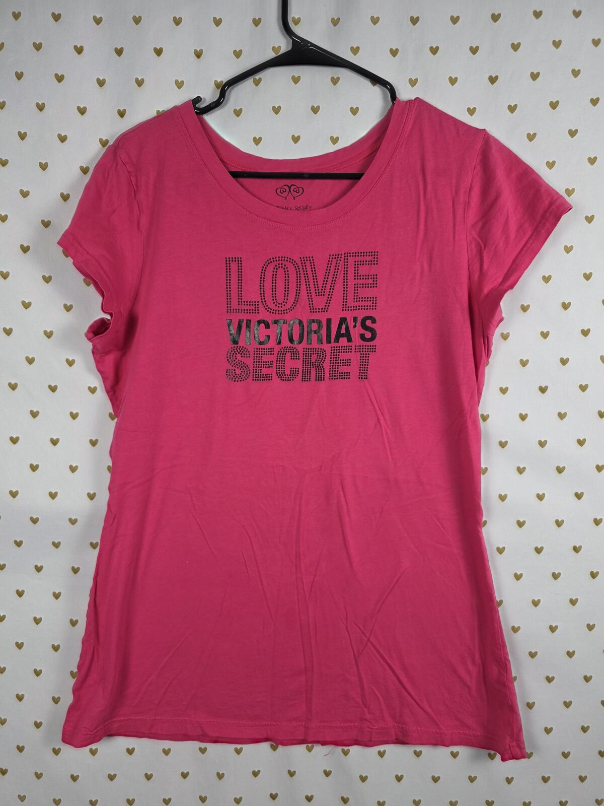 Victorias Secret LOVE Bling Rhinestone Tee shirt Vintage Y2k LARGE