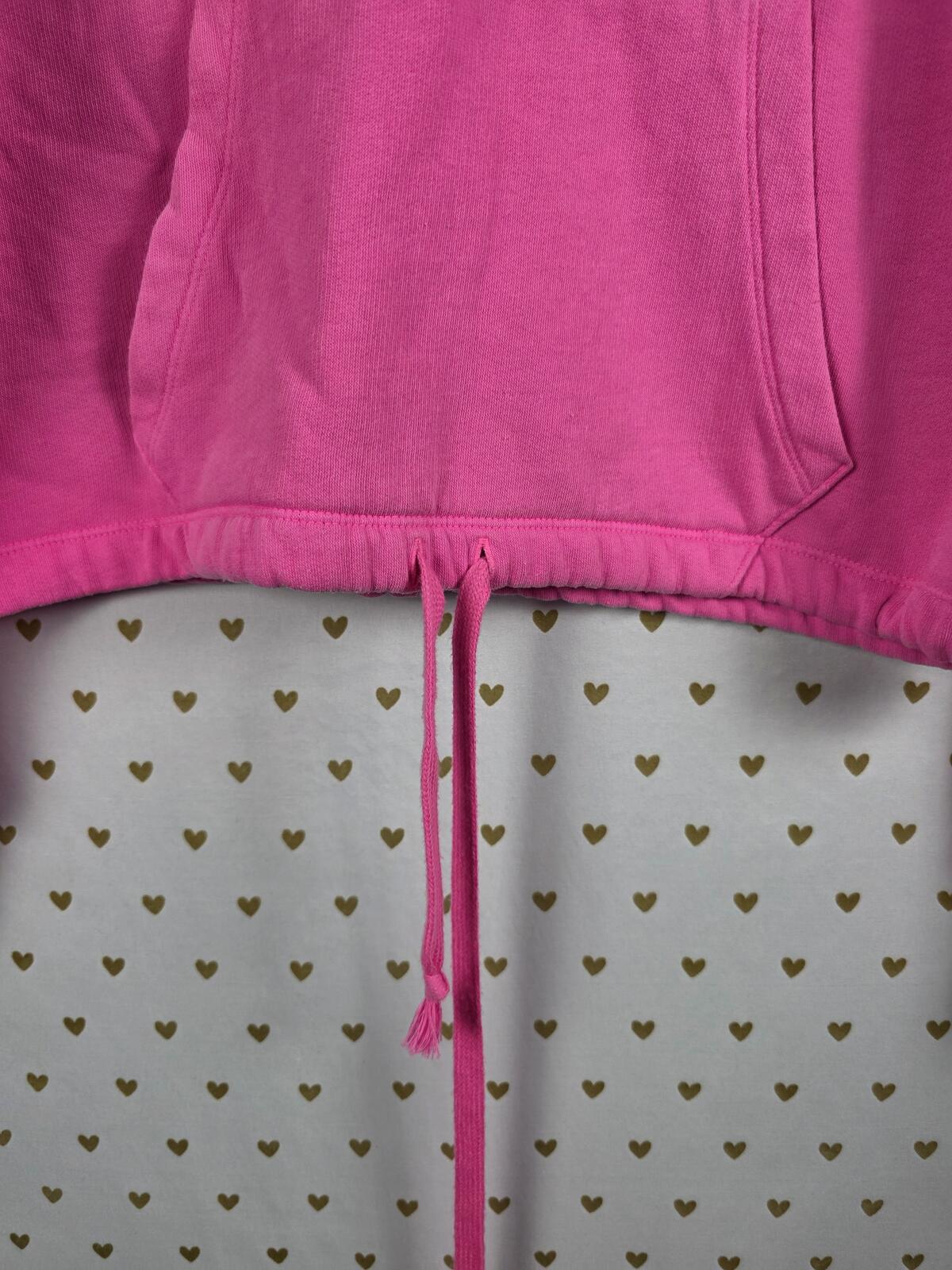 Victorias Secret Pink Cropped Bright Logo V neck Hoodie sweater MEDIUM
