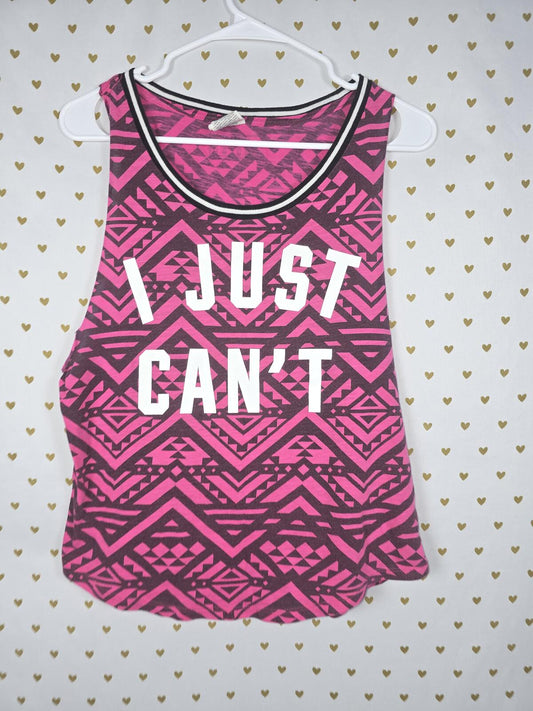 Victorias Secret PINK Geometric tank Top I JUST CANT Muscle Tee Shirt SMALL