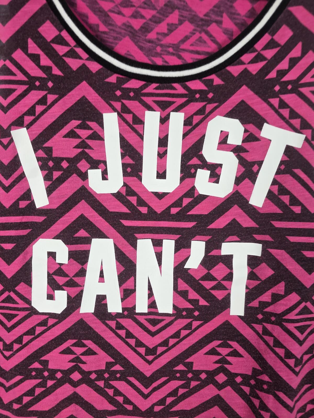 Victorias Secret PINK Geometric tank Top I JUST CANT Muscle Tee Shirt SMALL