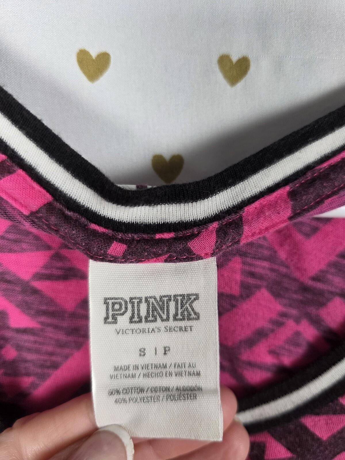 Victorias Secret PINK Geometric tank Top I JUST CANT Muscle Tee Shirt SMALL