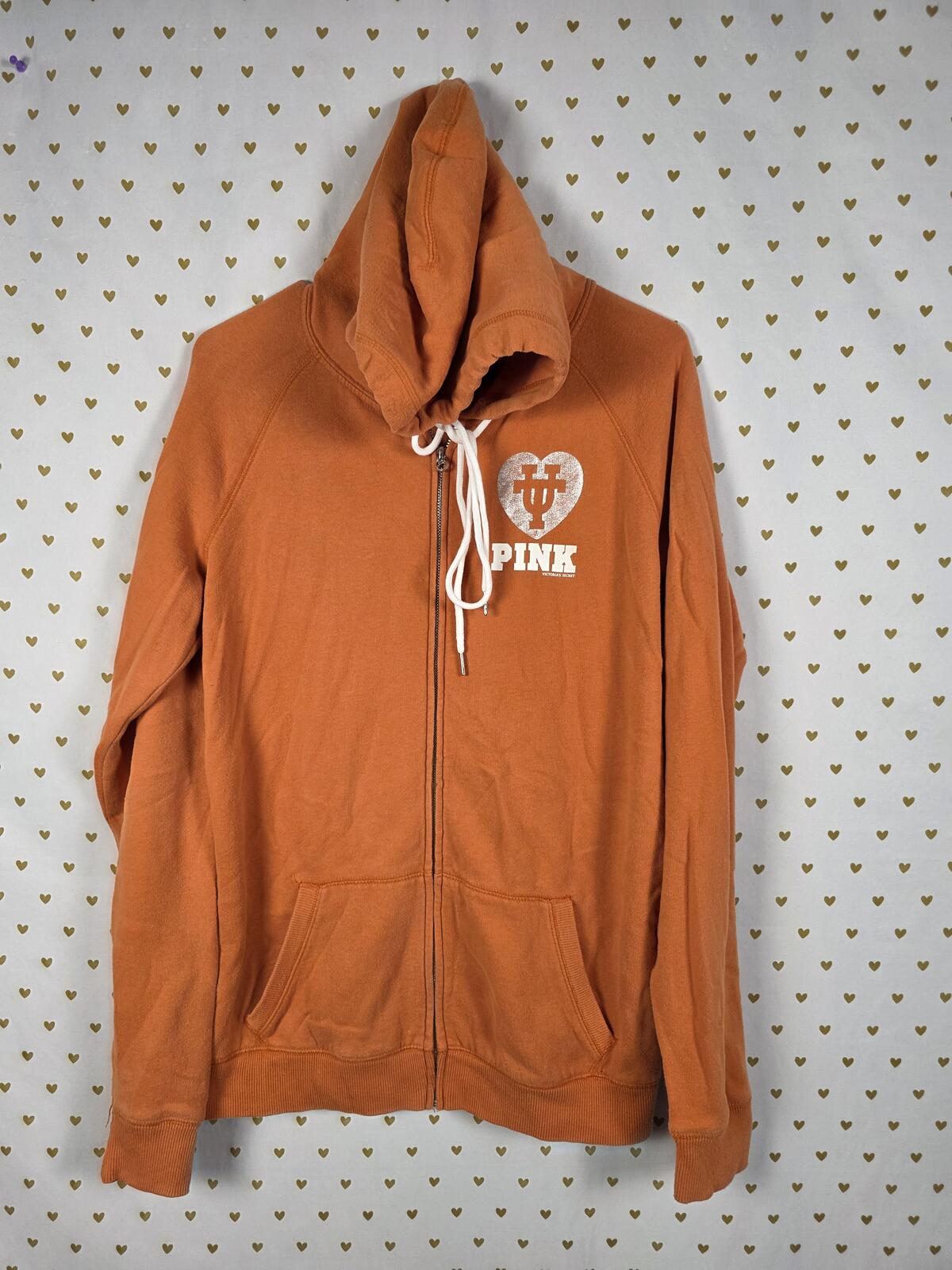 Victorias Secret Pink Vintage BLING Texas Longhorns College UT Full Zip Hoodie L