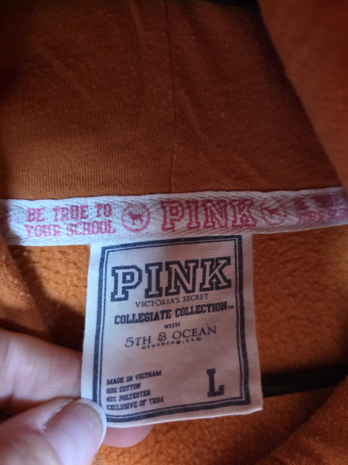 Victorias Secret Pink Vintage BLING Texas Longhorns College UT Full Zip Hoodie L