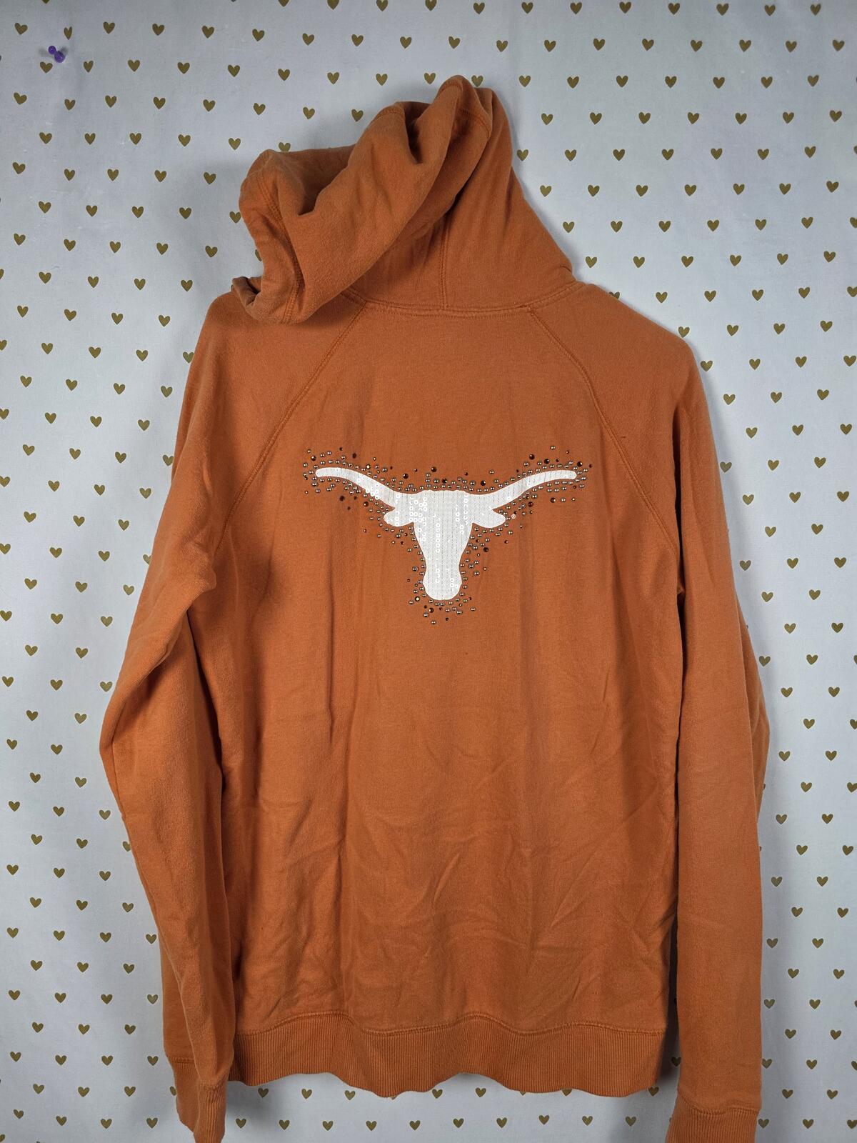 Victorias Secret Pink Vintage BLING Texas Longhorns College UT Full Zip Hoodie L