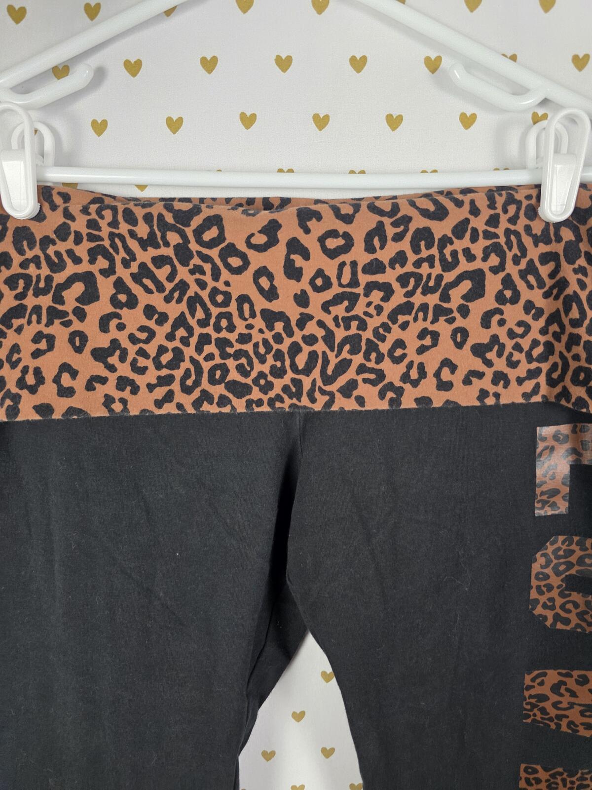 Victorias Secret PINK Cheetah Leopard Skinny FOLDOVER Yoga Pants MEDIUM