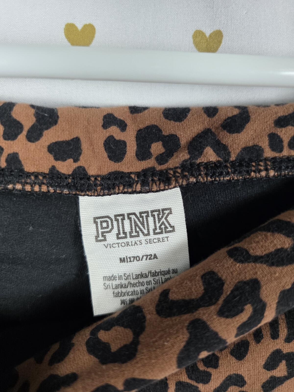 Victorias Secret PINK Cheetah Leopard Skinny FOLDOVER Yoga Pants MEDIUM
