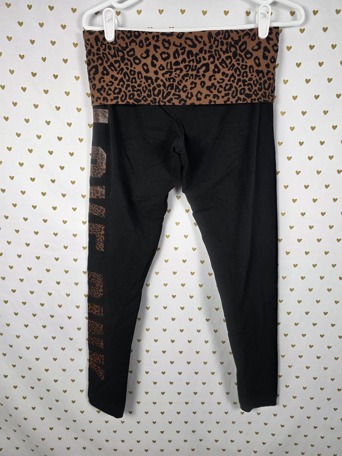 Victorias Secret PINK Cheetah Leopard Skinny FOLDOVER Yoga Pants MEDIUM