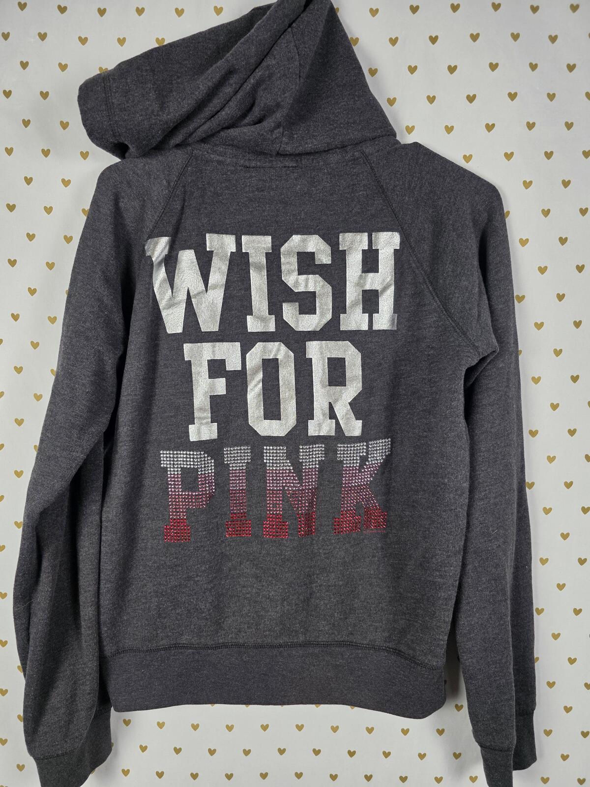Victorias Secret Pink WISH FOR Bling Studded Gradient Hoodie Jacket LARGE