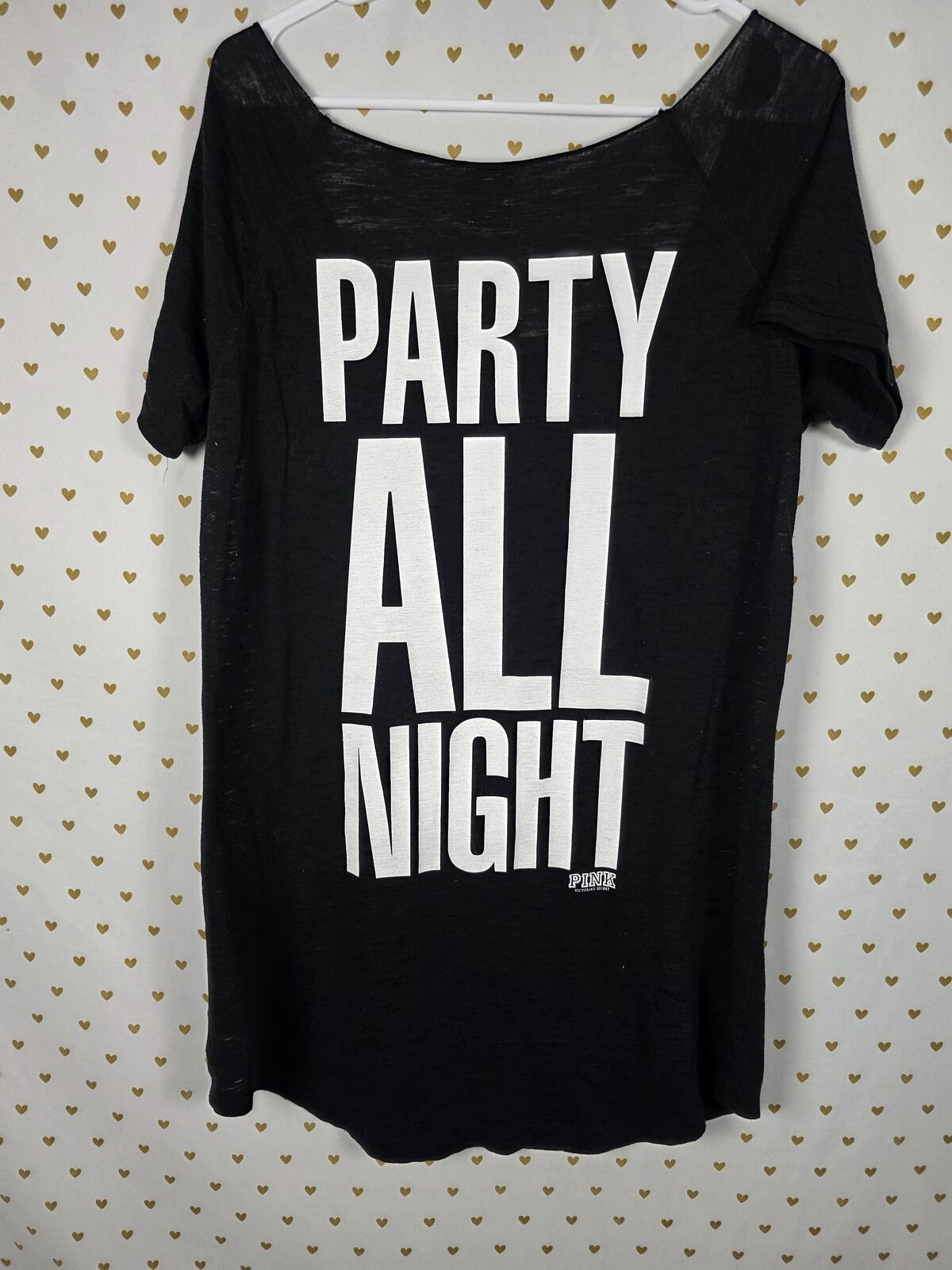 Victorias Secret PINK Sleep All Day Party All night Nightgown RARE Bling HTF MED