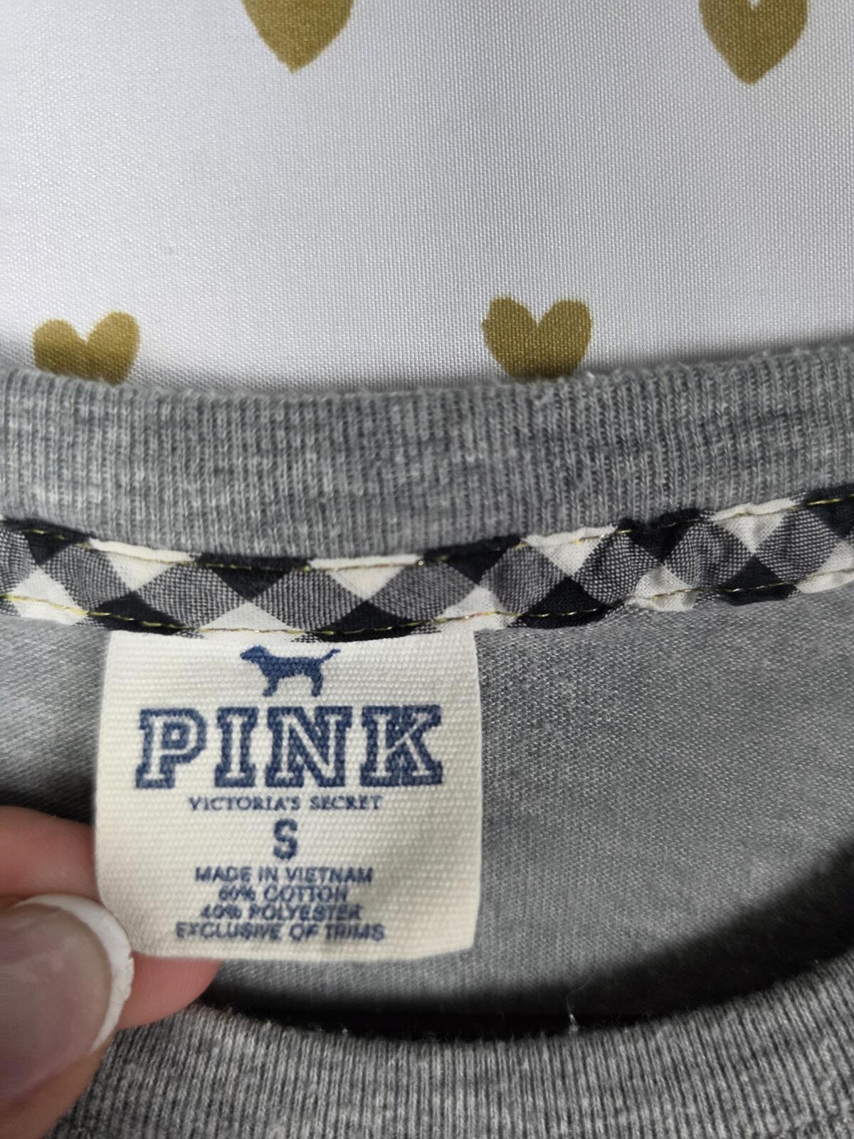 Victorias Secret PINK Vintage y2k Glittered Tee Shirt Cotton SMALL
