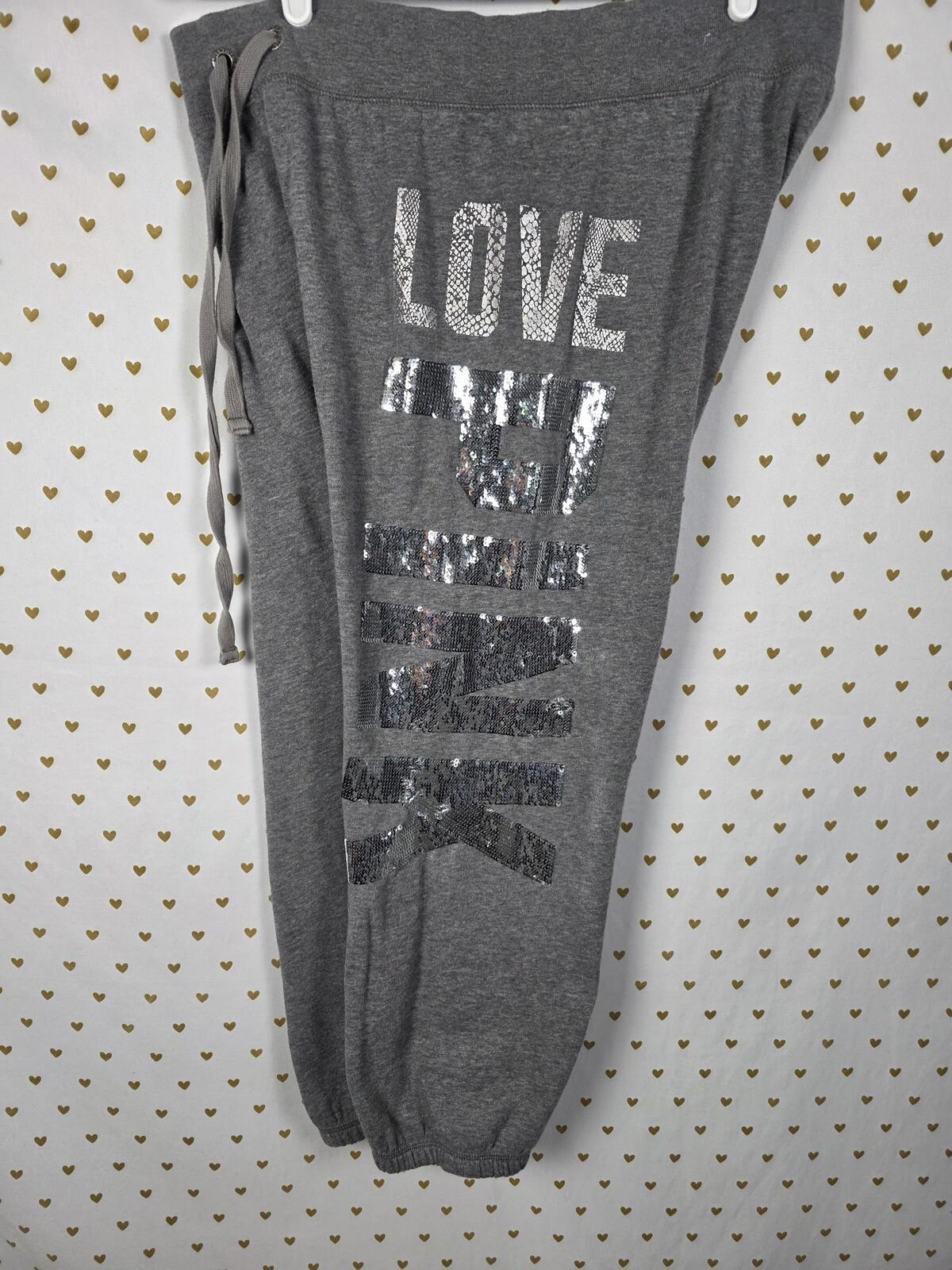 Victorias Secret PINK Bling Sequined Sweats Sweatpants Vintage y2k LARGE
