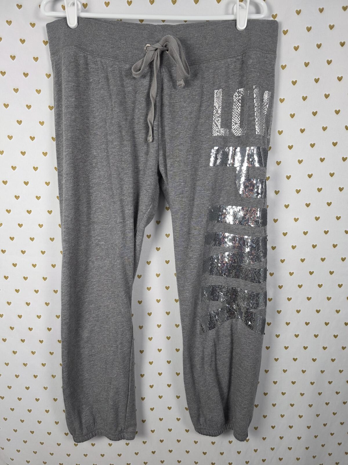 Victorias Secret PINK Bling Sequined Sweats Sweatpants Vintage y2k LARGE