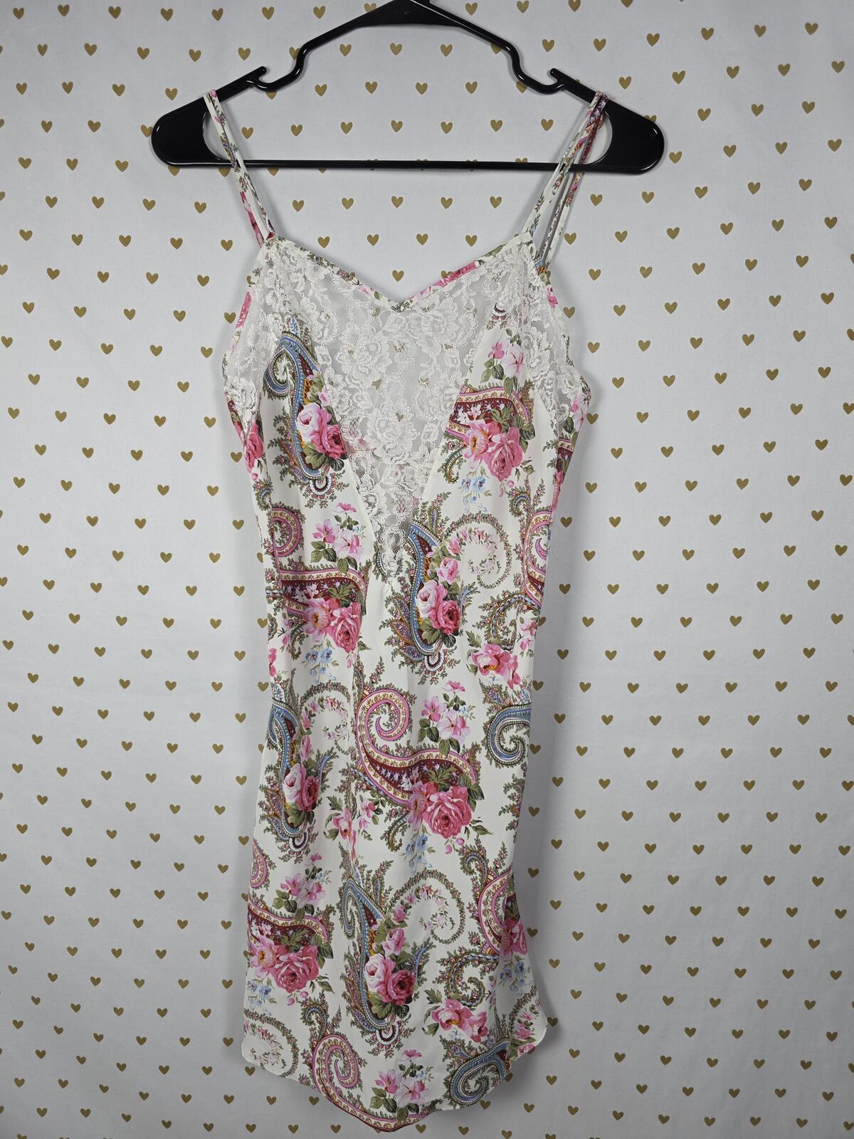 Victorias Secret Vintage Gold Label Floral Paisley Lace Chemise Nightgown Slip S