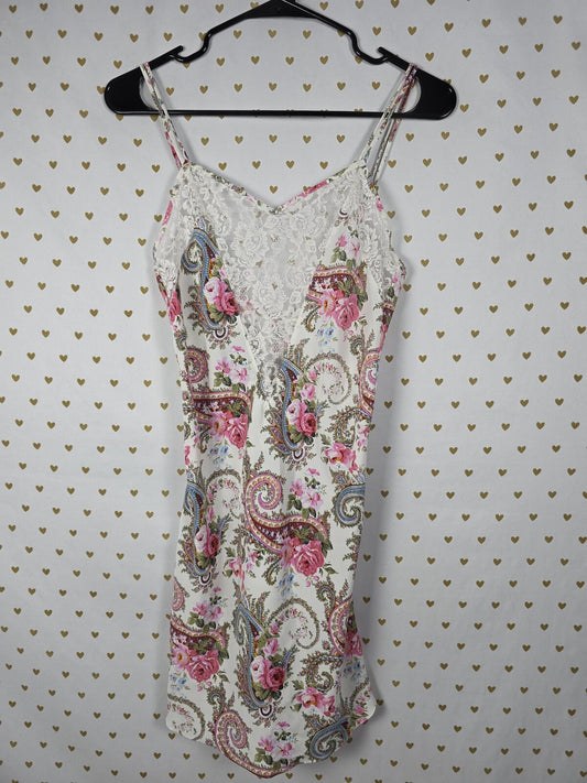 Victorias Secret Vintage Gold Label Floral Paisley Lace Chemise Nightgown Slip S