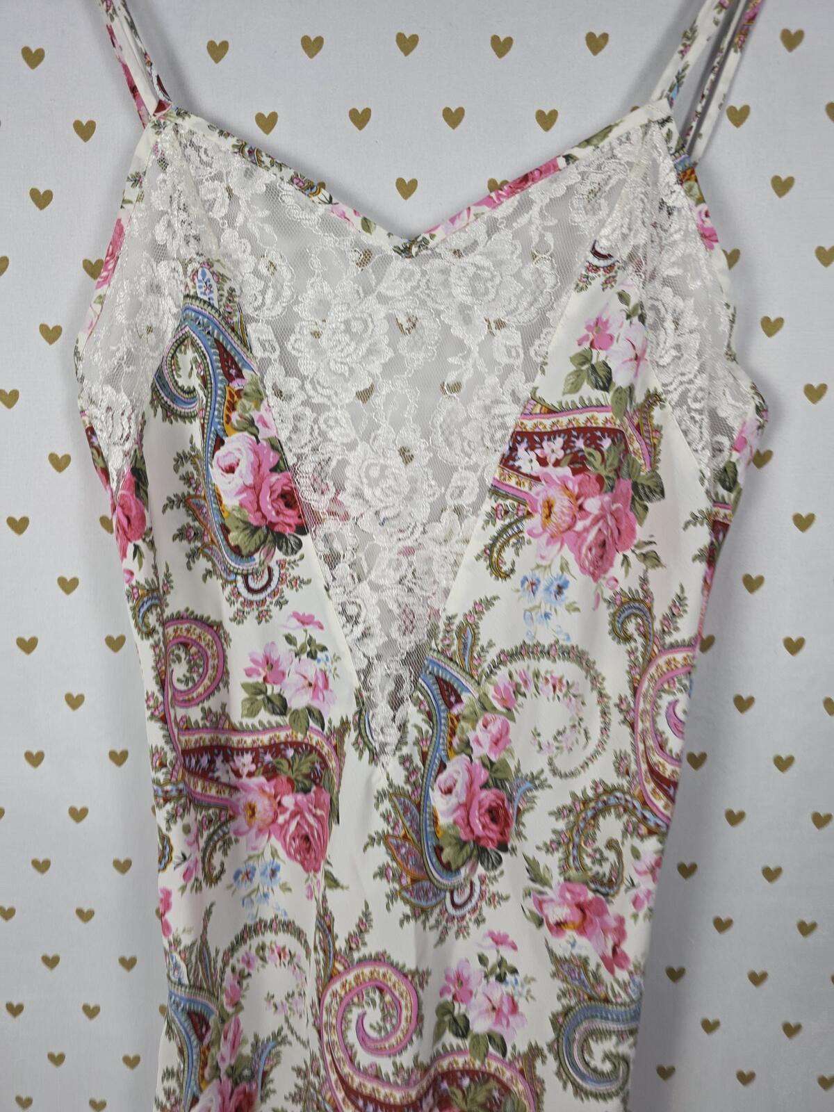 Victorias Secret Vintage Gold Label Floral Paisley Lace Chemise Nightgown Slip S