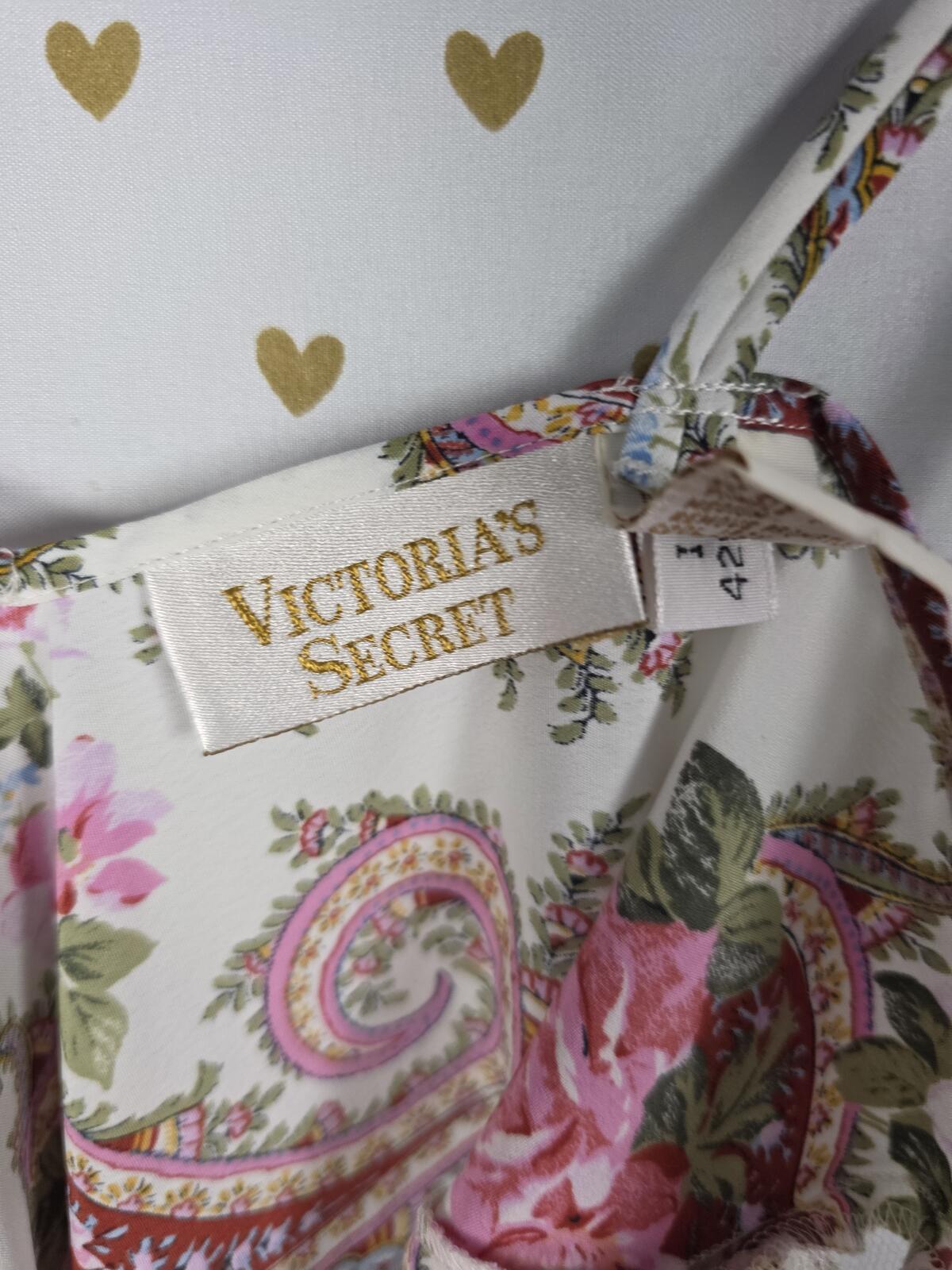 Victorias Secret Vintage Gold Label Floral Paisley Lace Chemise Nightgown Slip S