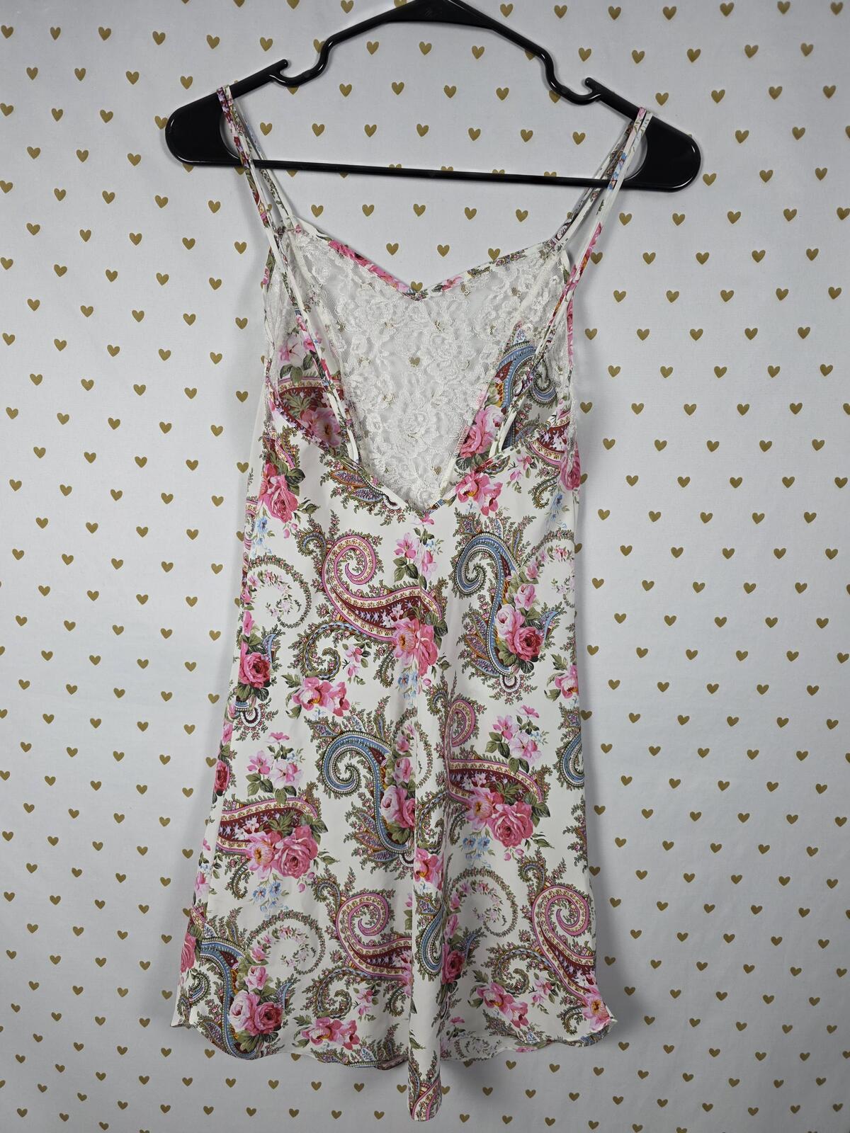 Victorias Secret Vintage Gold Label Floral Paisley Lace Chemise Nightgown Slip S
