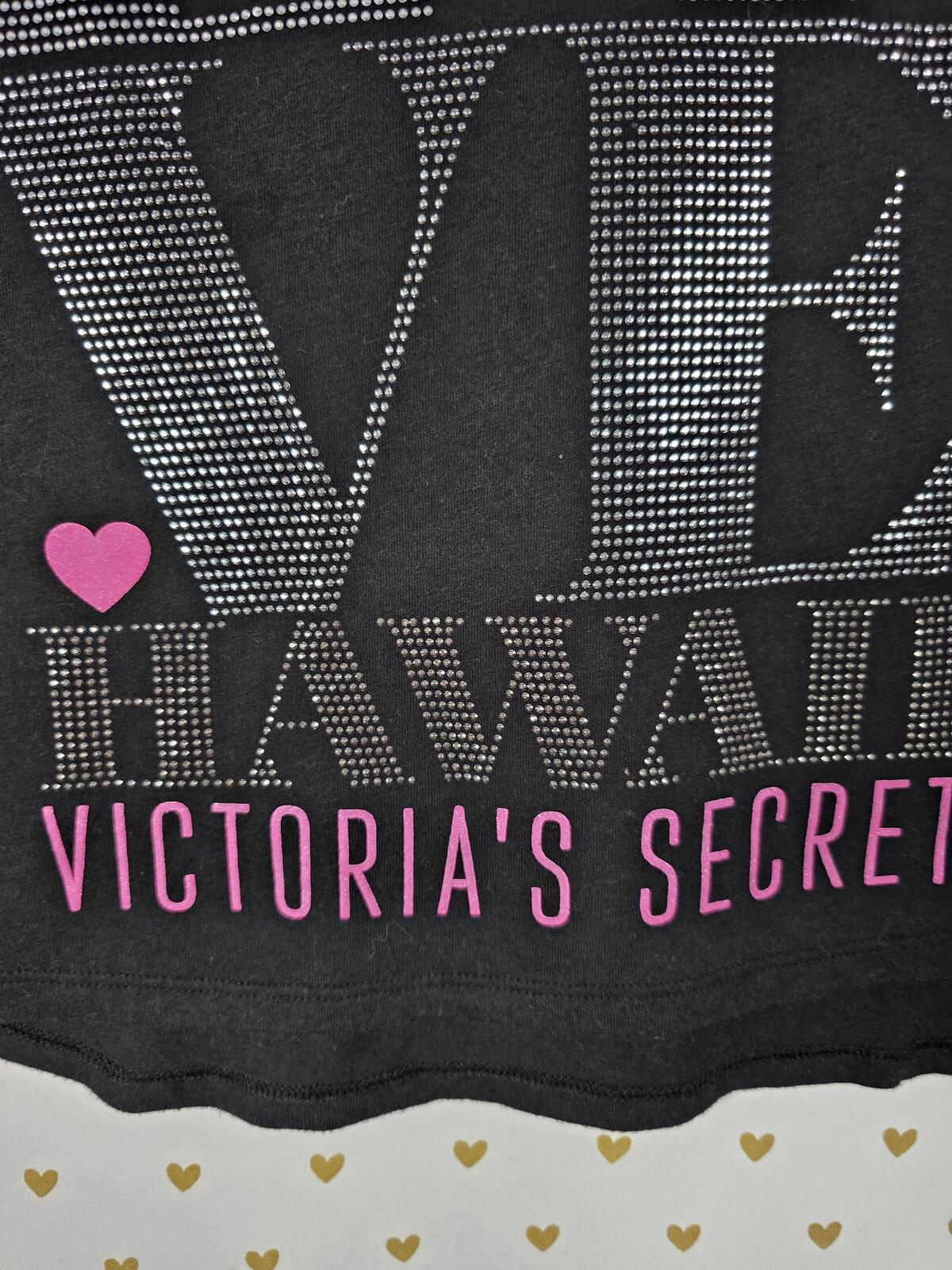 Victorias Secret LOVE Bling Studded HAWAII Boxy Cropped Tee Shirt HTF Rare SMALL