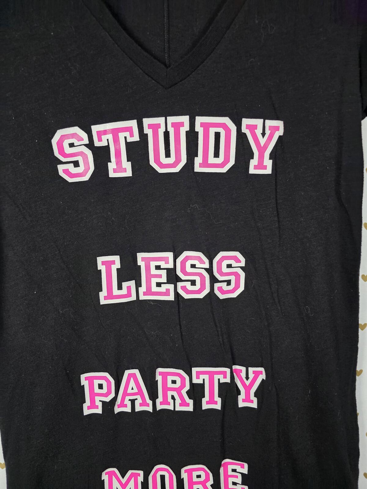 Victorias Secret PINK STUDY LESS PARTY MORE Small Vintage Nightgown Sleep Dress