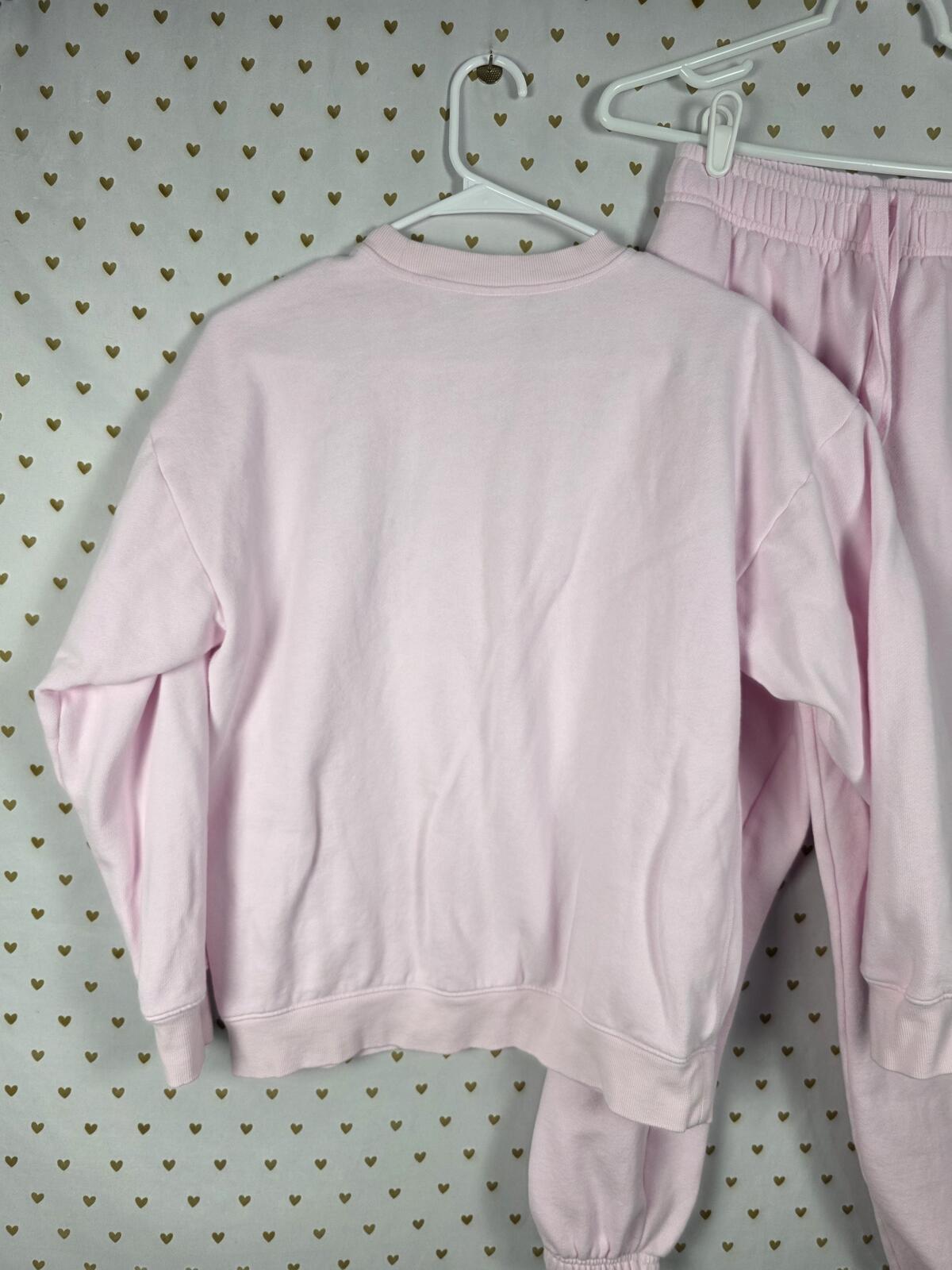 Victorias Secret Pink Bling SET Heart Rhinestone Sweater Joggers Sweatpants S