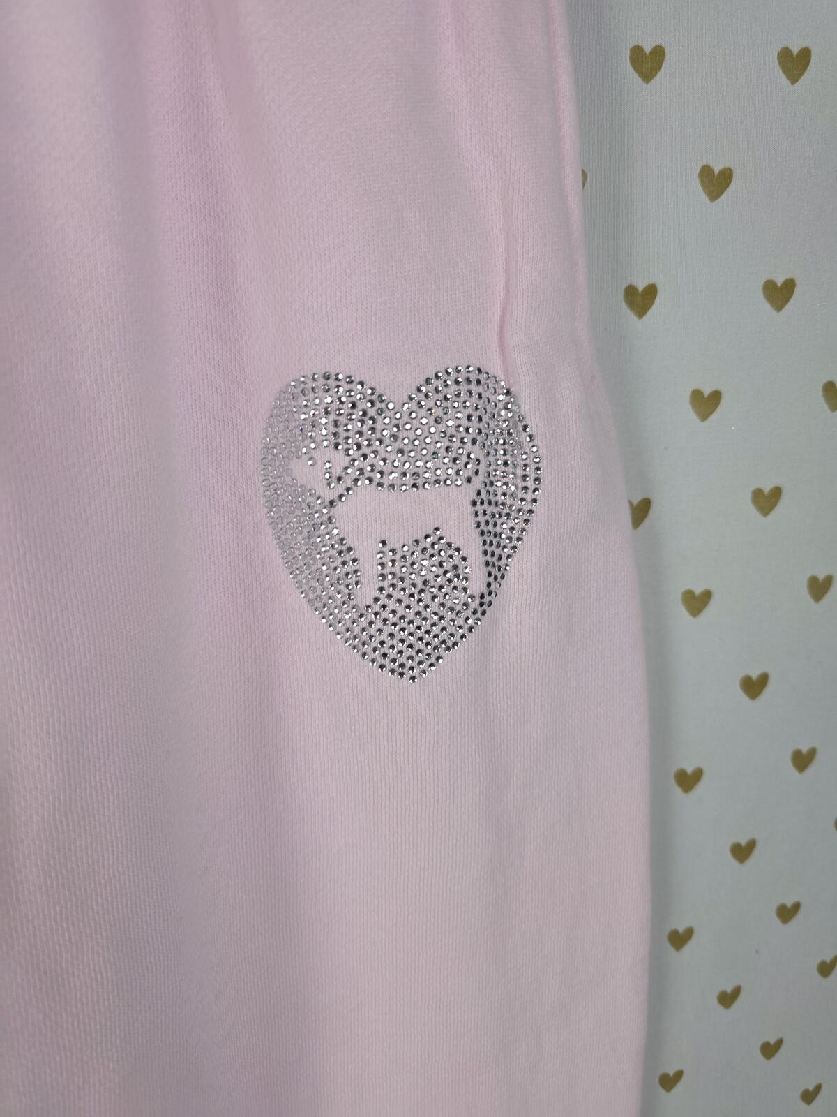 Victorias Secret Pink Bling SET Heart Rhinestone Sweater Joggers Sweatpants S
