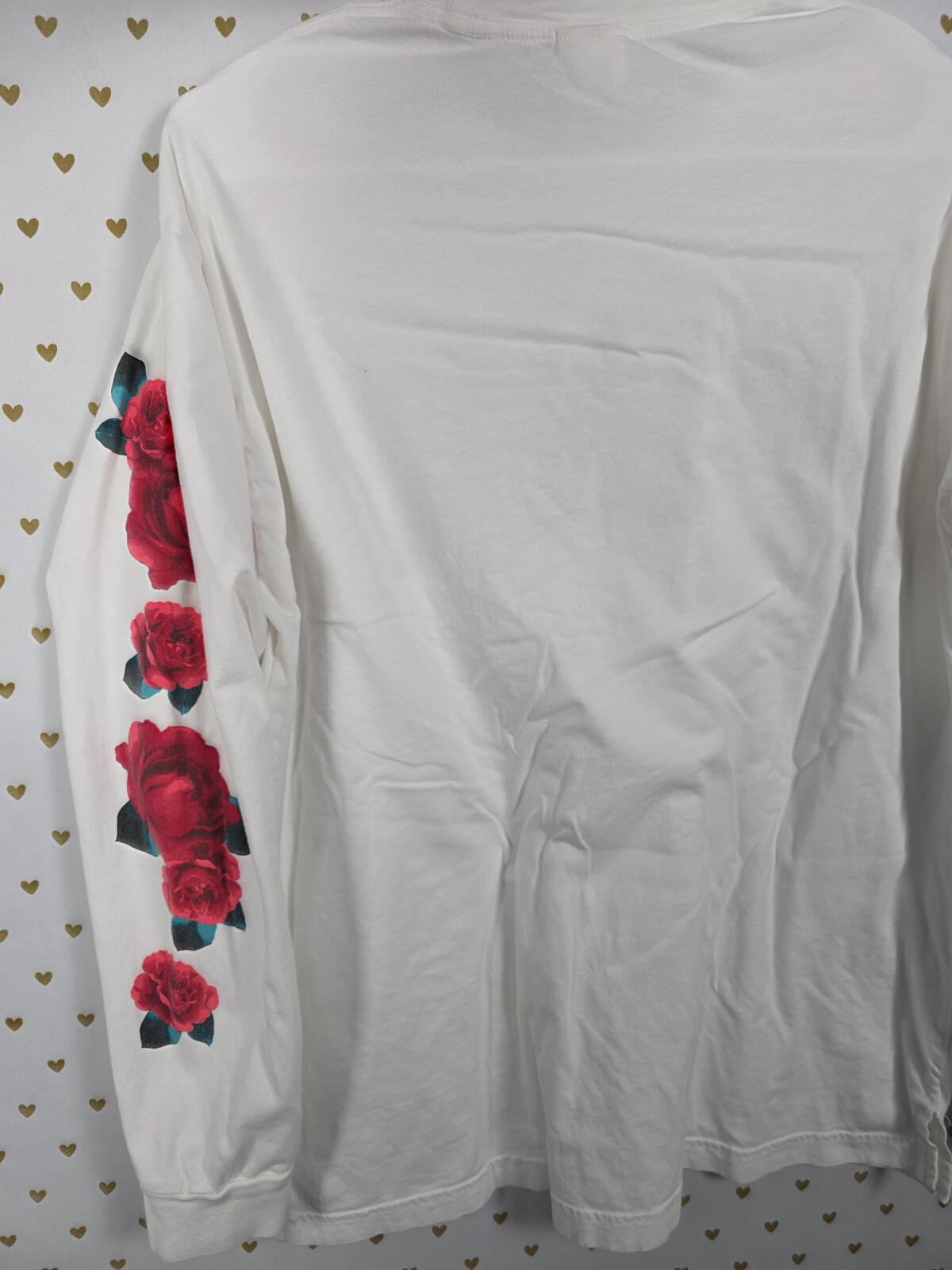 Victorias Secret PINK ROSE SLEEVE HTF Long sleeve Campus Logo Tee shirt LARGE