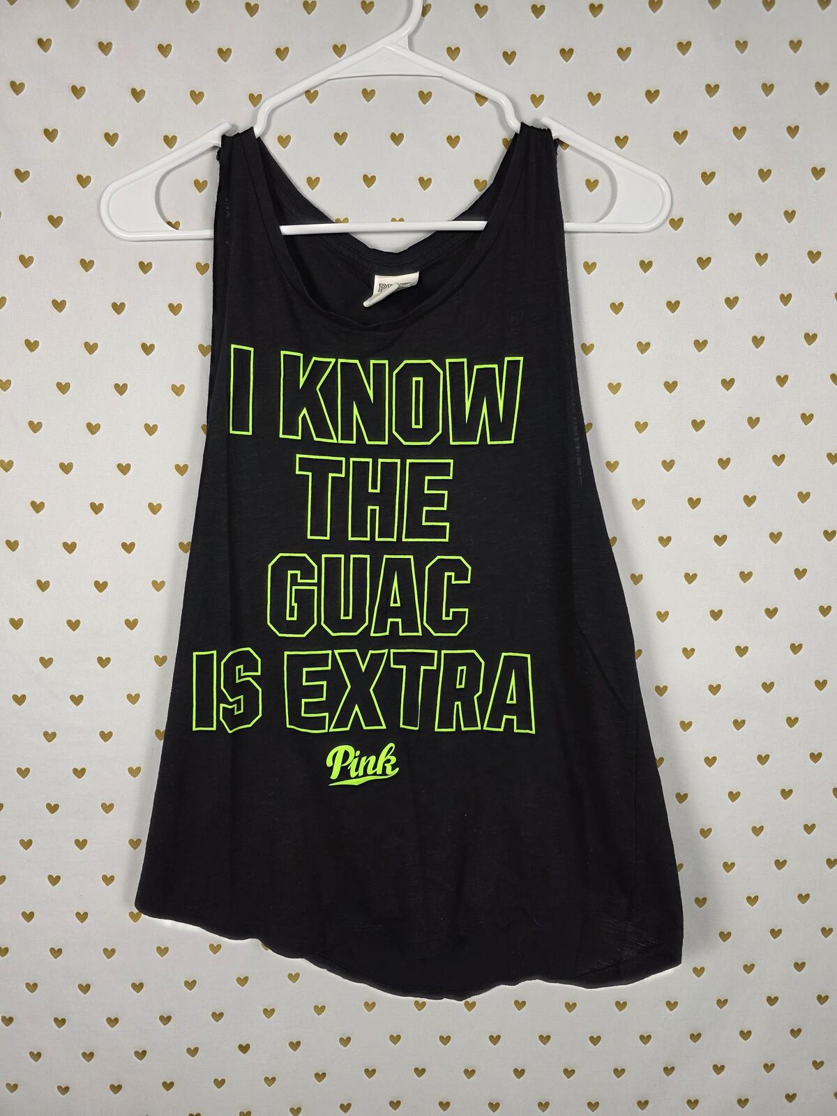 Victorias Secret PINK I KNOW THE GUAC is EXTRA Tank Top Muscle Tee SMALL