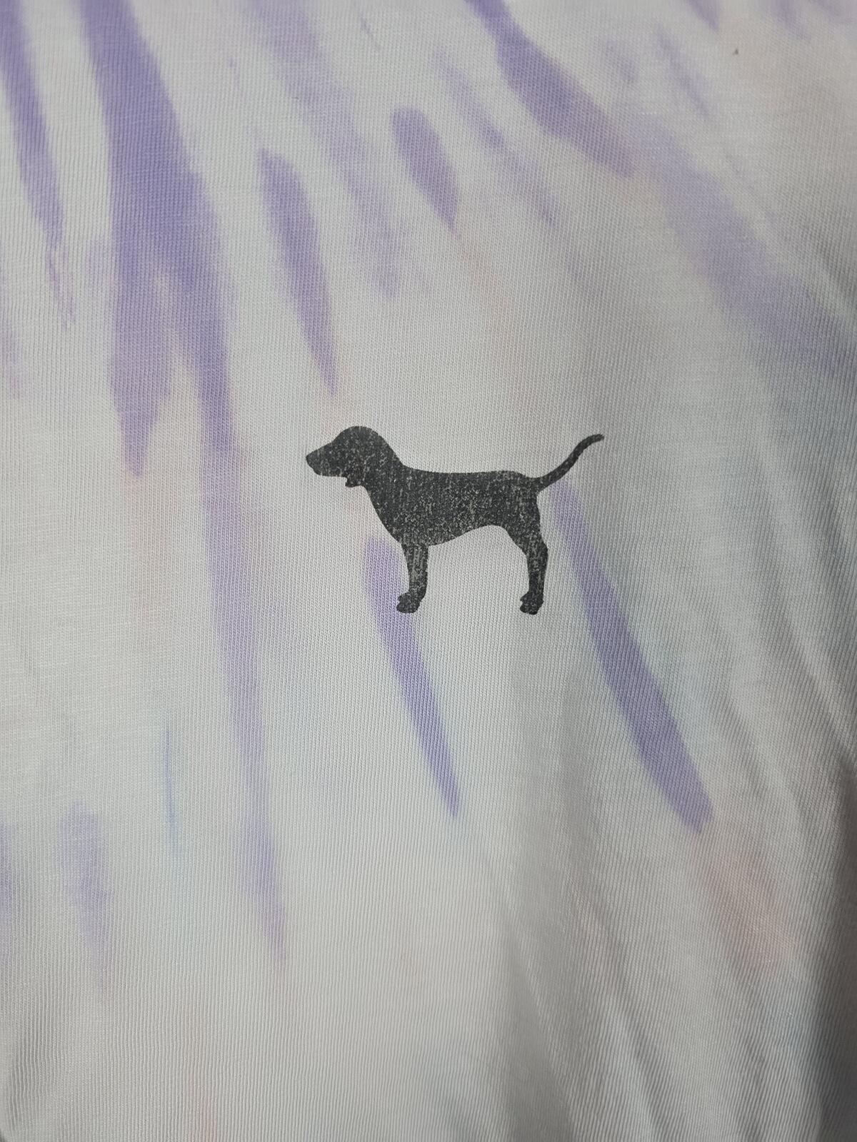 Victorias Secret PINK Tye Dye Purple dog Logo tee shirt Small Oversized