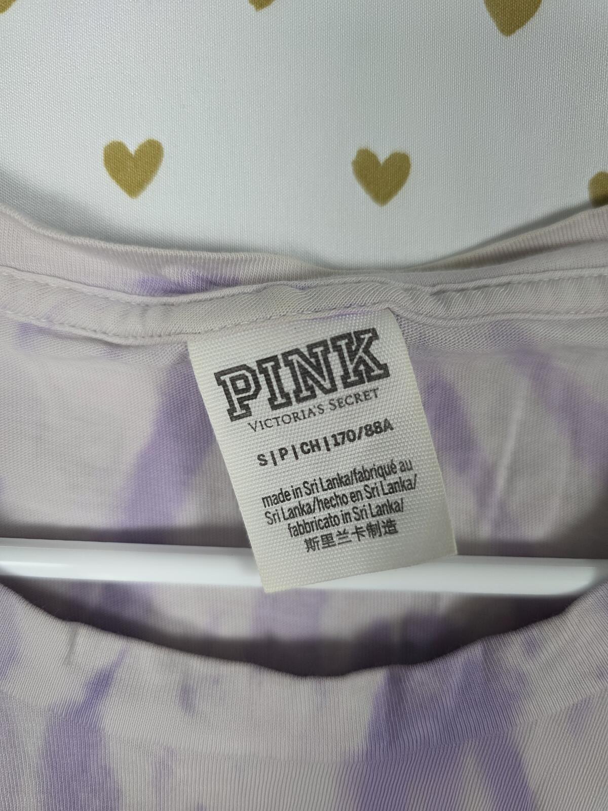 Victorias Secret PINK Tye Dye Purple dog Logo tee shirt Small Oversized