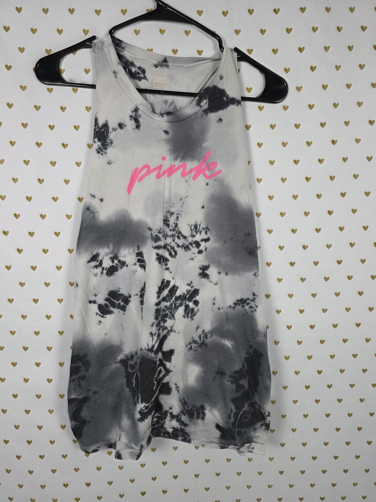 Victorias Secret PINK tye Dye Logo Twist Back tank Top Muscle tee shirt MEDIUM