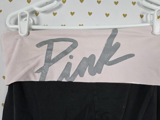 Victorias Secret PINK Glitter Logo Foldover small Yoga Pants Small Skinny