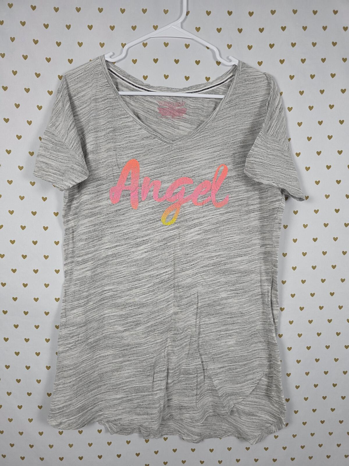 Victorias Secret ANGELS Logo Super Soft Nightgown Sleep Shirt Grey Neon Small