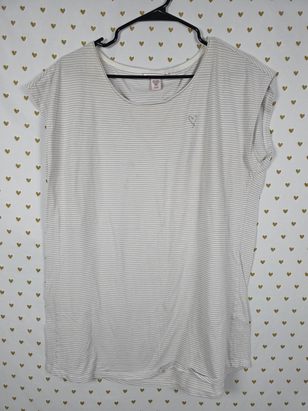 Victorias Secret Small super soft striped sleep shirt nightgown Grey