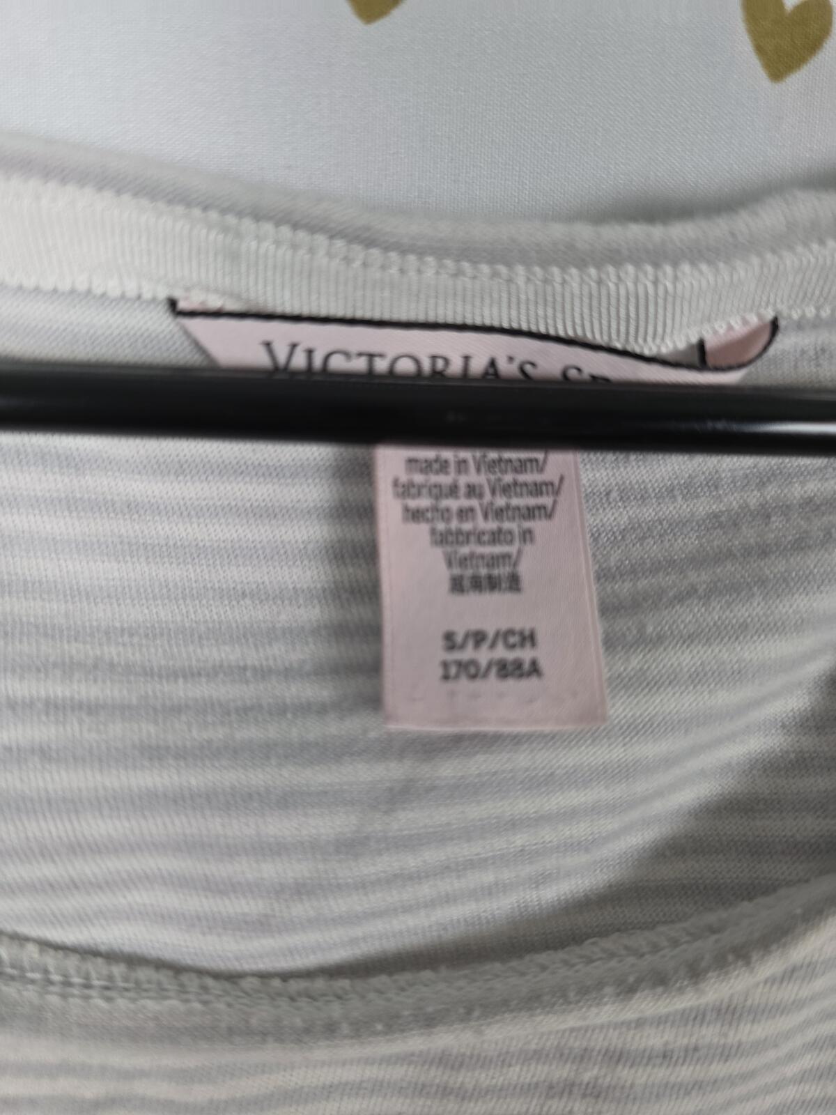 Victorias Secret Small super soft striped sleep shirt nightgown Grey