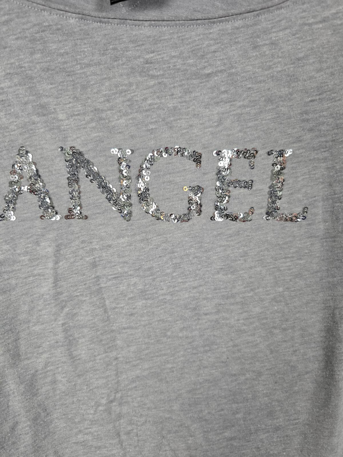 Victorias Secret ANGEL Bling sequined long sleeve tee shirt grey MEDIUM
