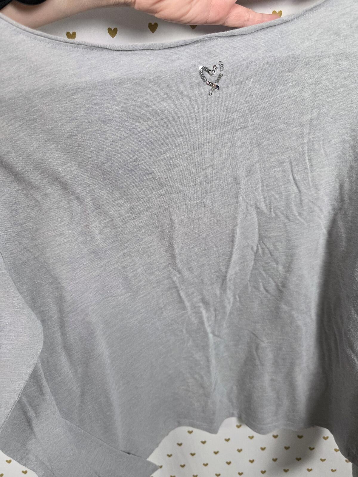 Victorias Secret ANGEL Bling sequined long sleeve tee shirt grey MEDIUM