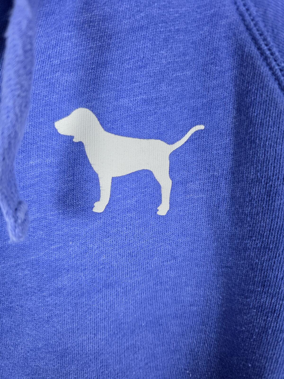 Victorias Secret Pink LOVE Embroidered Full zip Hoodie jacket dog logo Blue SM