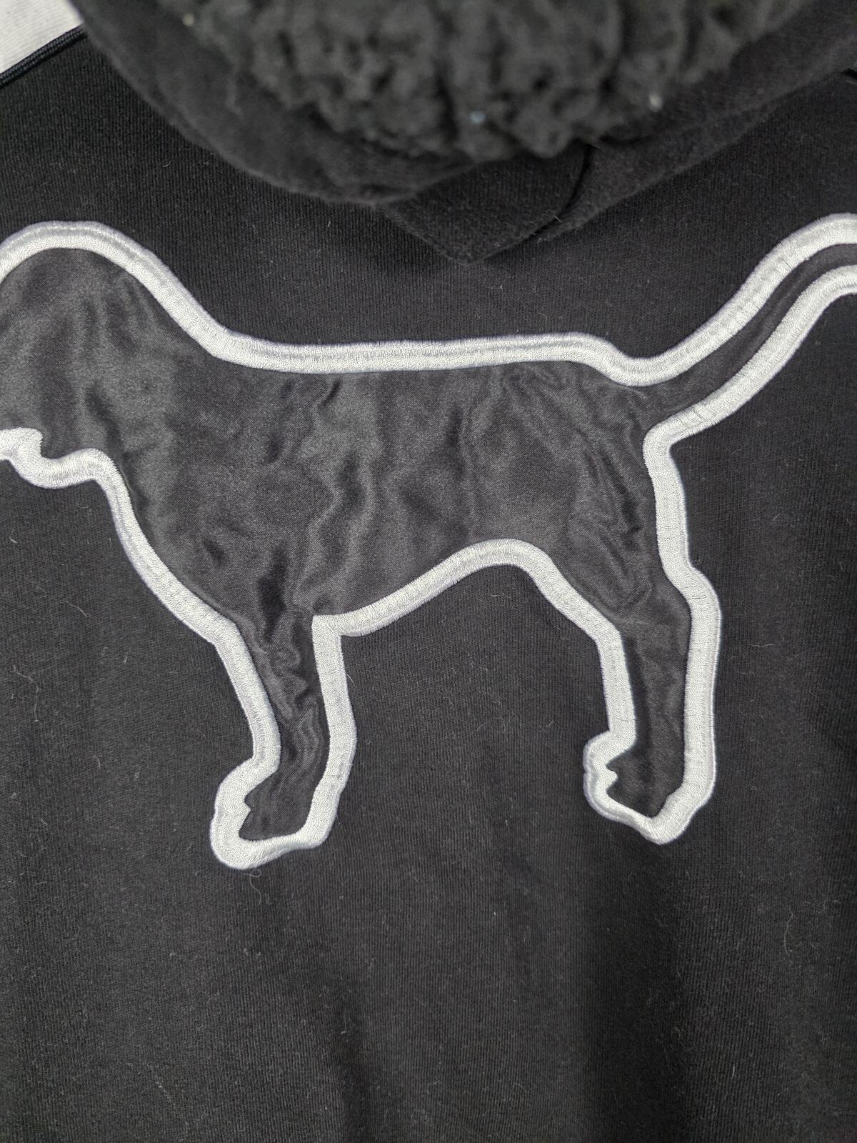 Victorias Secret Pink Embroidered Sherpa Dog Logo Hoodie Jacket Pullover SMALL