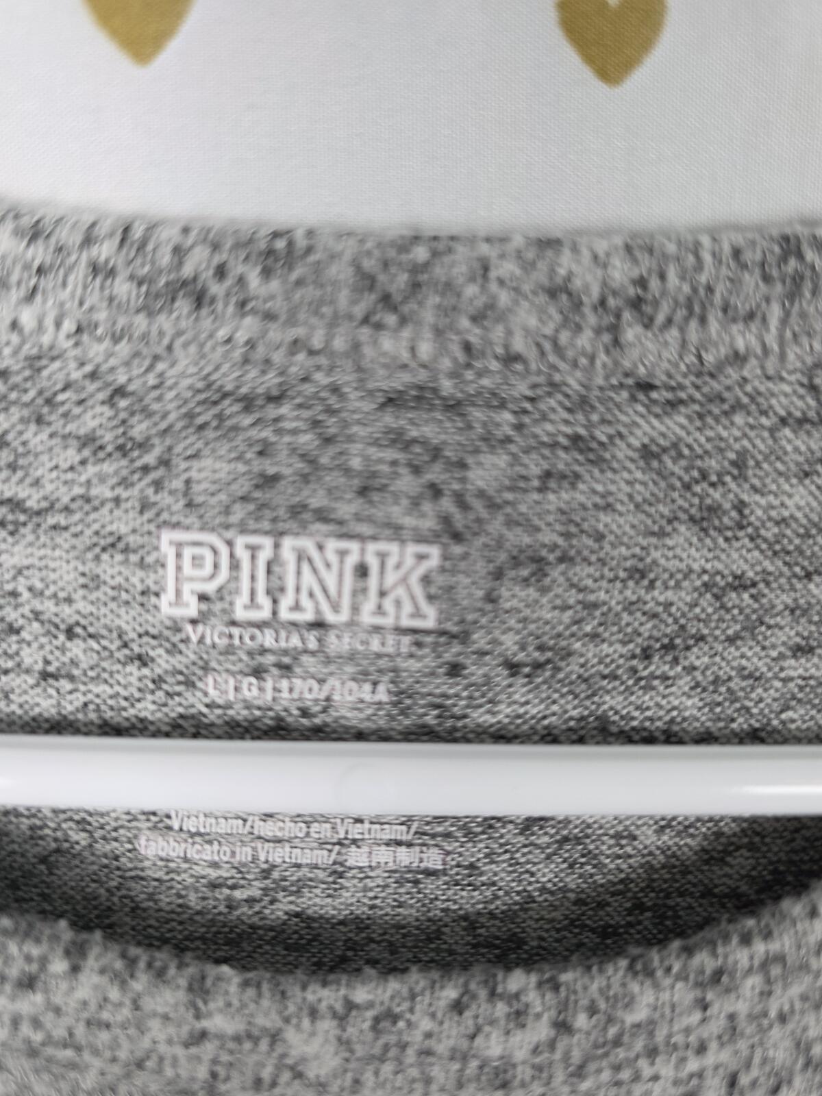 Victorias Secret PINK lounge Set Grey comfy shirt pants LARGE Logo outfit