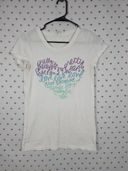 Victorias Secret PINK Heart Vintage Y2k Tee Shirt Love Sweet Gradient MEDIUM