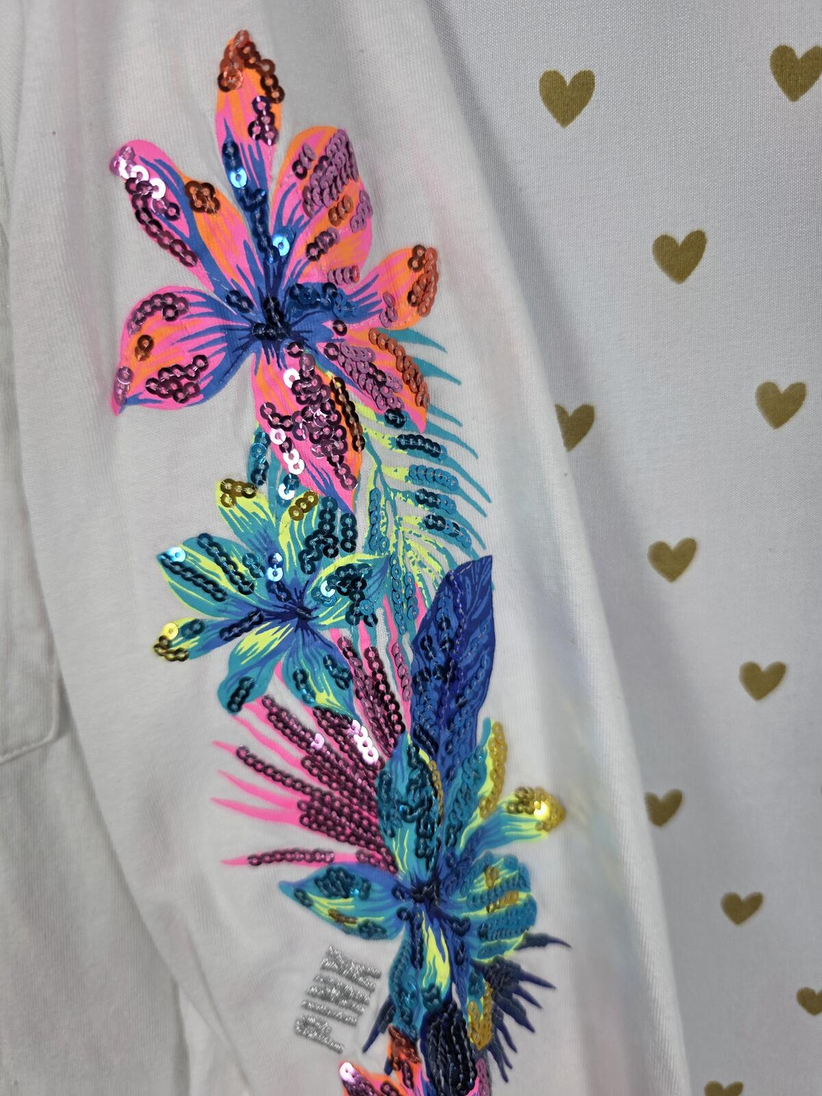 Victorias Secret PINK HTF Rare Hibiscus BLING Long Sleeve TEE Shirt LARGE